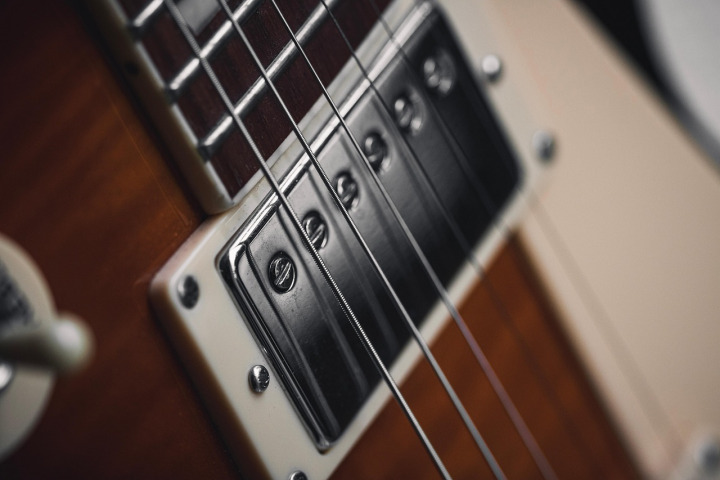 vintage electric guitar closeup
